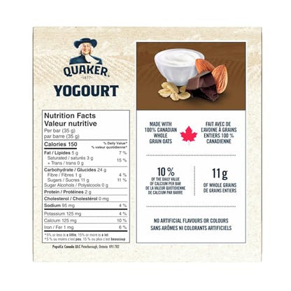 QUAKER Yogourt Chocolate Chunk Almond Bars, 5 Bars x 35g, 175g/6.2 oz (Shipped from Canada)