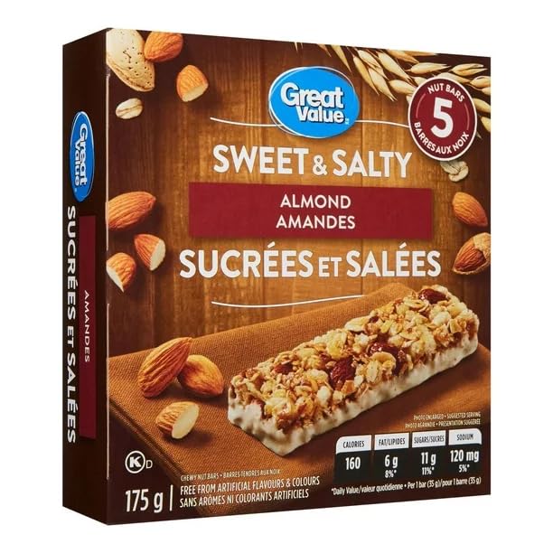 Great Value Sweet & Salty Almond Chewy Nut Bars front cover