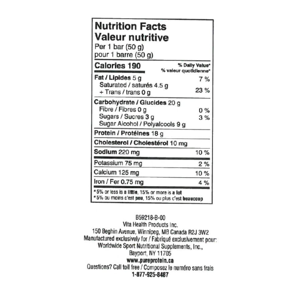 Pure Protein Chocolate Salted Caramel  Nutrition Facts