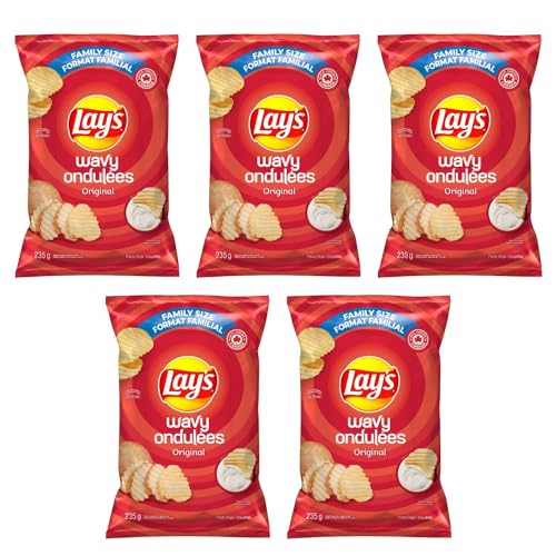 Lays Wavy Original Potato Chips Family Bag 235g/8.2oz (Shipped from Canada)