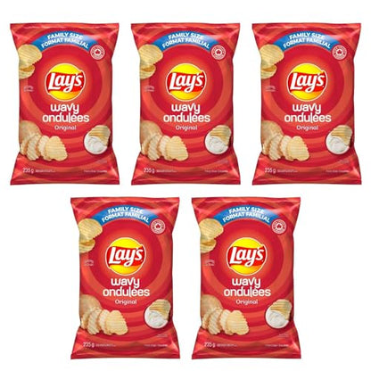 Lays Wavy Original Potato Chips Family Bag 235g/8.2oz (Shipped from Canada)