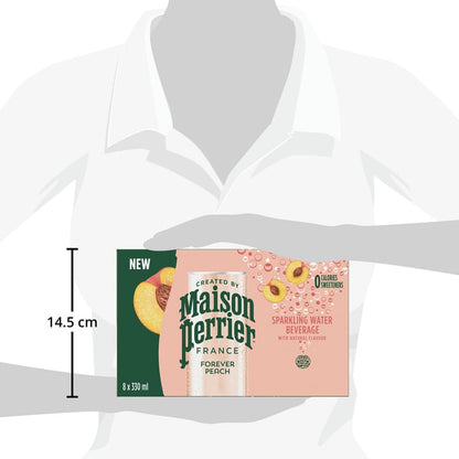 Maison Perrier France Peach, Sparkling Water Beverage, Natural Peach Flavour, No Calories, No Sweeteners, No Sodium, Sourced & Bottled In France, 8 x 330ml/11.16 fl. oz (Shipped from Canada)