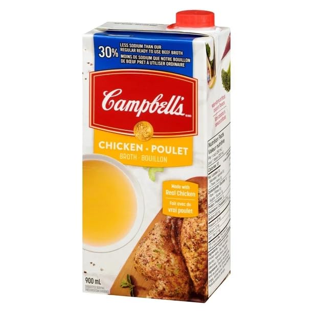 Campbell’s 30% Less Sodium Chicken Broth, Ready to Use, 900 mL/30.4 fl. oz (Shipped from Canada)