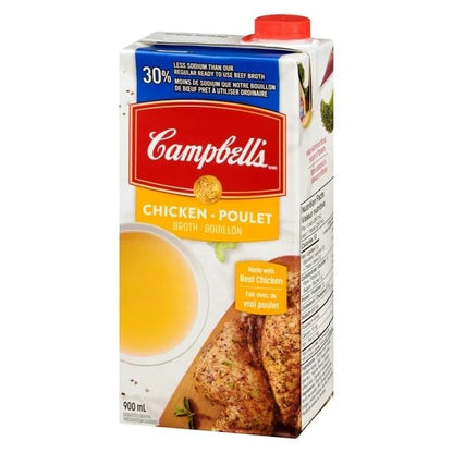 Campbell’s 30% Less Sodium Chicken Broth, Ready to Use, 900 mL/30.4 fl. oz (Shipped from Canada)