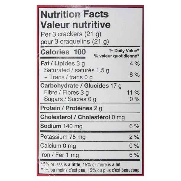 Purity Crackers Tip Top Crackers Nutrition Facts