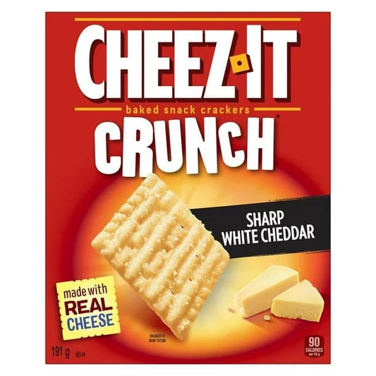 Cheez-It Crunch Sharp White Cheddar Baked Snack Crackers 191g/6.7 oz (Shipped from Canada)