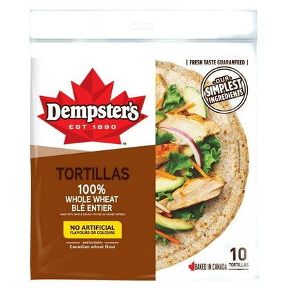 Dempster’s 100% Whole Wheat Large Tortillas, 610g/21.5 oz (Shipped from Canada)