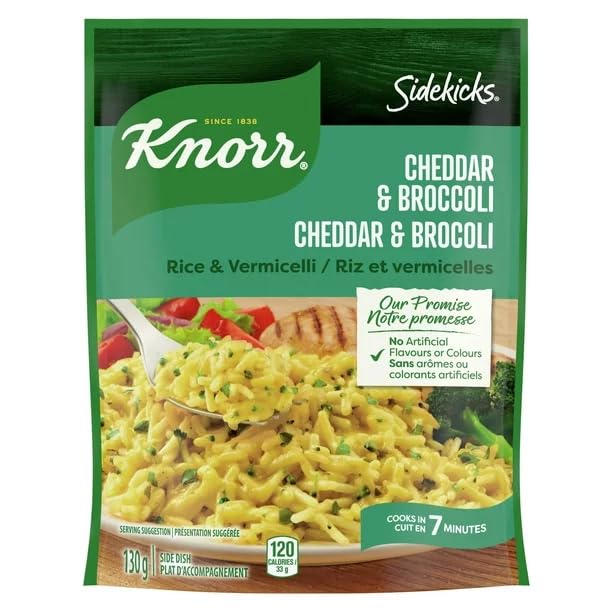 Knorr Sidekicks Cheddar & Broccoli Rice Side Dish, Side Dish, 130g/4.6 oz (Shipped from Canada)