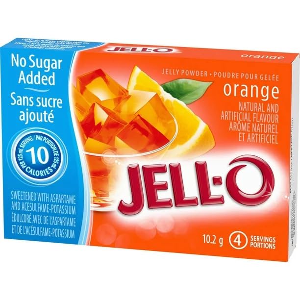 Jell-O Orange Jelly Powder Light, Gelatin Mix, 10.2g/0.35oz (Shipped from Canada)