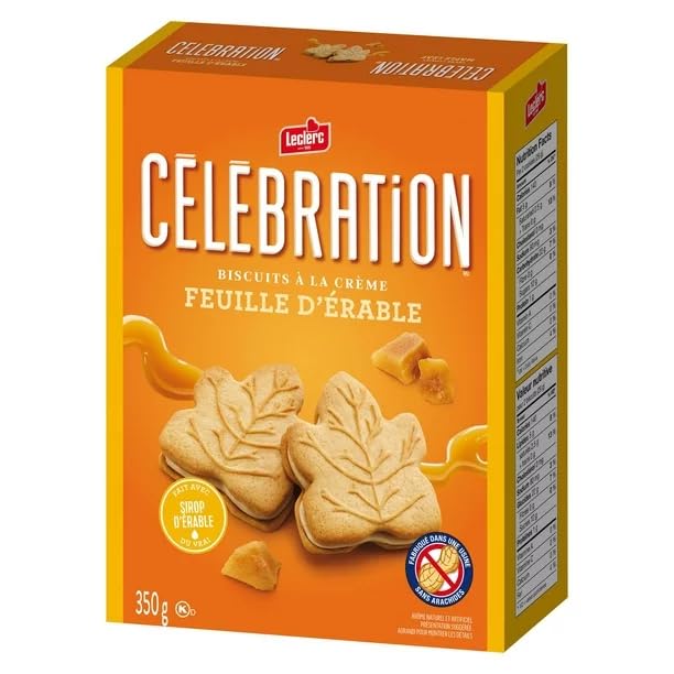 Celebration Leclerc Maple Leaf Creme Cookies, 350g/12.3 oz (Shipped from Canada)