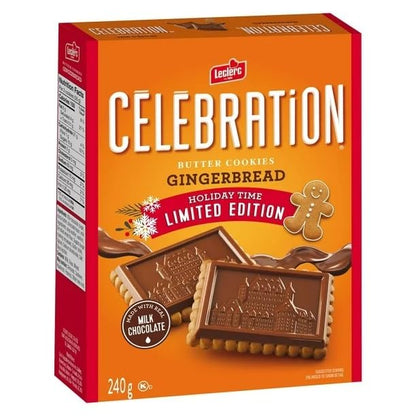 Leclerc Celebration Gingerbread Milk Chocolate Butter Cookies - Limited Edition, 240g/8.4oz (Shipped from Canada)