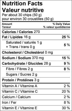 Old Dutch BBQ Potato Chips nutrition facts