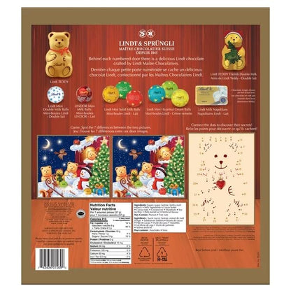 Lindor Teddy Assorted Milk Chocolate Advent Calendar, Christmas Chocolates (Shipped from Canada)