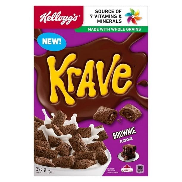 Kellogg's Krave Brownie Flavour Cereal, Brownie Flavour, 298g/10.5 oz (Shipped from Canada)