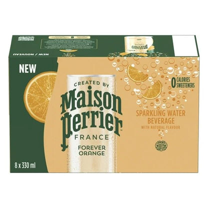 Maison Perrier France Orange, Sparkling Water Beverage, Natural Orange Flavour, No Calories, No Sweeteners, No Sodium, Sourced & Bottled In France, 8 x 330ml/11.16 fl. oz (Shipped from Canada)