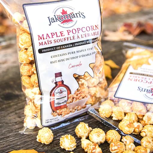 Jakeman's Maple Popcorn - Made with Pure Maple Syrup, 140g/4.9 oz (Shipped from Canada)