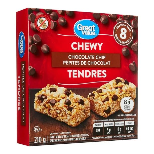 Great Value Chewy Chocolate Chip Granola Bars front cover