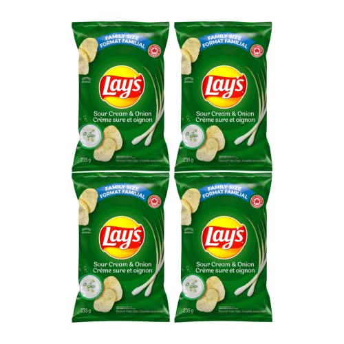 Lays Sour Cream & Onion Potato Chips Family Bag 235g/8.2oz (Shipped from Canada)