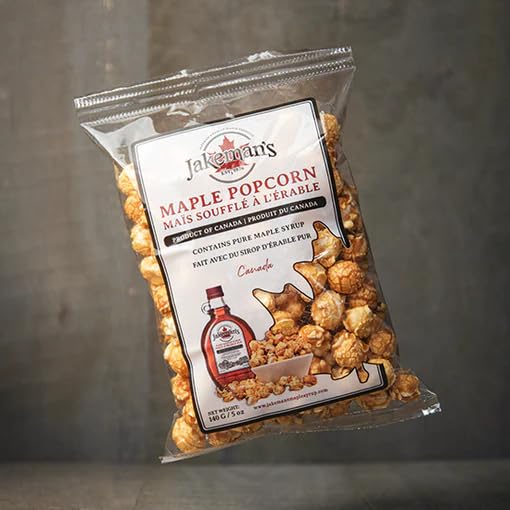 Jakeman's Maple Popcorn - Made with Pure Maple Syrup, 140g/4.9 oz (Shipped from Canada)