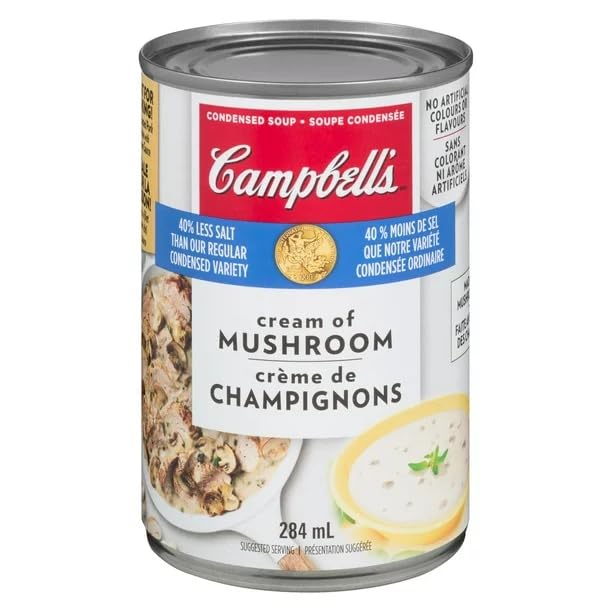 Campbell's Condensed Soup Cream of Mushroom - Low Sodium, 284 mL/9.6 fl. oz (Shipped from Canada)
