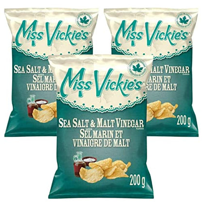 Miss Vickie's Sea Salt & Malt Vinegar Kettle Cooked Potato Chips, 200g/7oz (Shipped from Canada)