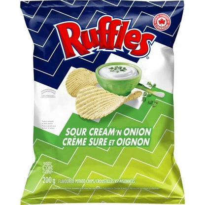 Ruffles New Sour Cream 'n Onion Potato Chips, 200g/7.05 oz (Shipped from Canada)