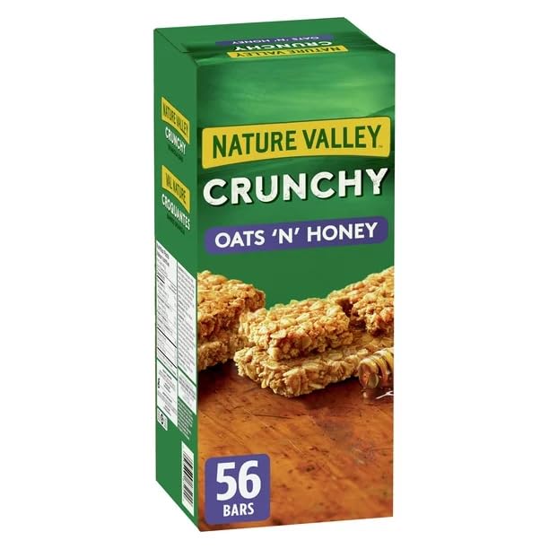 Nature Valley Crunchy Granola Bars, Oats and Honey, 2 Bars per Serving (46 g), 28 Servings, 56 Bars 1.28kg/2.8 lbs (Shipped from Canada)