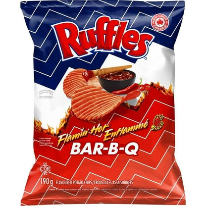 Ruffles New Flamin’ Hot Bar-B-Q Potato Chips, 190g/6.7 oz (Shipped from Canada)