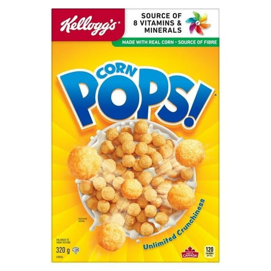 Kellogg’s Corn Pops Cereal, Source of 8 Essential Nutrients, 320g/11.3 oz (Shipped from Canada)