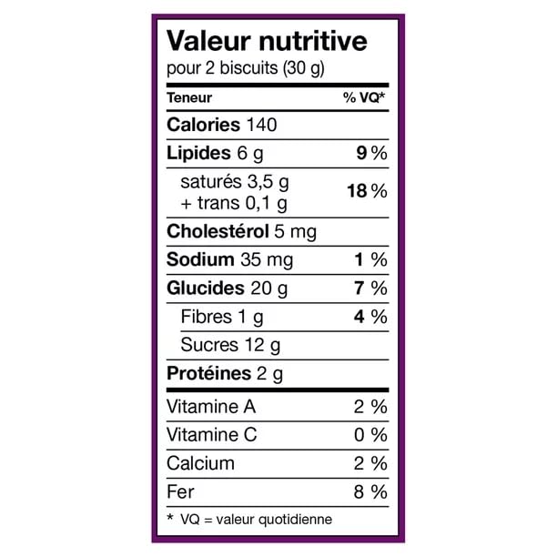 Celebration Blueberry Truffle Cookies Nutrition Facts French