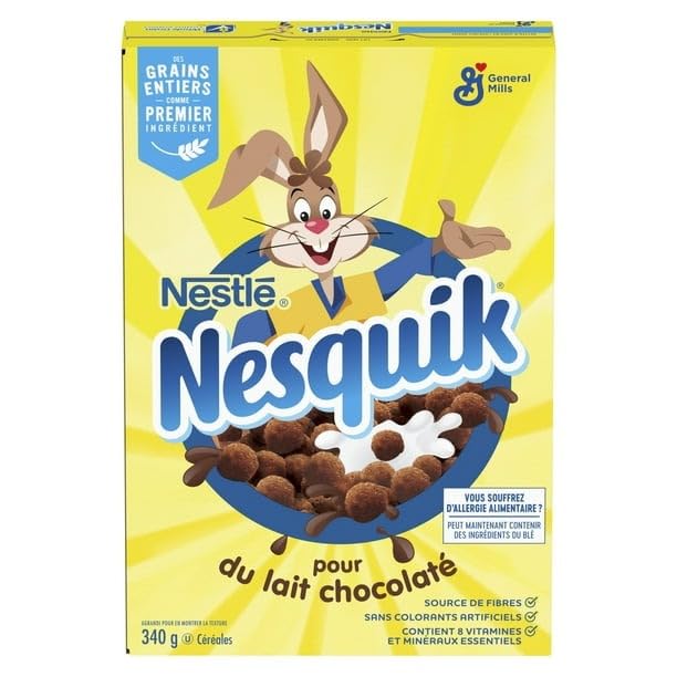 Nesquik Chocolate Breakfast Cereal, Whole Grains and Fibre, 340g/12 oz (Shipped from Canada)