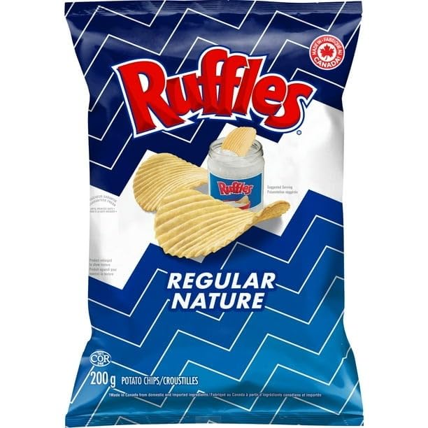 Ruffles New Regular Potato Chips, 200g/7.05 oz (Pack of 2) Shipped from Canada