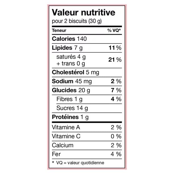 Celebration Strawberry Creme Truffle Cookie Nutrition Facts French