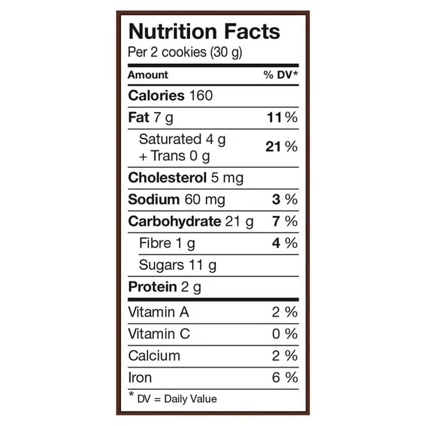 Celebration Milk Chocolate Top Butter Cookies Nutrition Facts