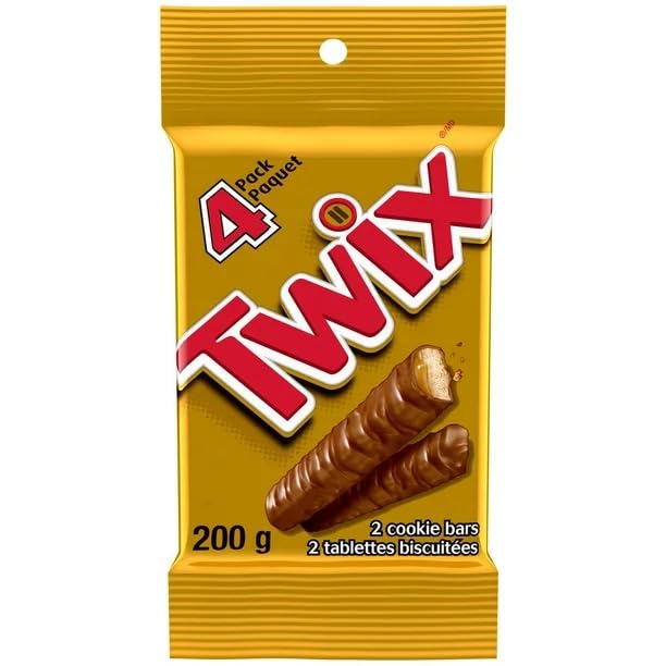 TWIX Caramel Cookie Chocolate Candy Bar 4 Full Size Bars, 50g/1.76oz (Includes Ice Pack) (Shipped from Canada)