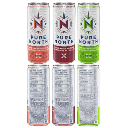 Pure North Cucumber Lime, Black Cherry, Grapefruit Lemonade, 355 mL/12 fl. oz. (Pack of 6) Shipped from Canada