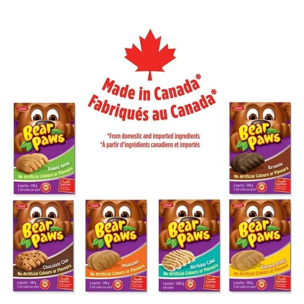 Dare Bear Paws Chocolate Chip Cookies made in canada