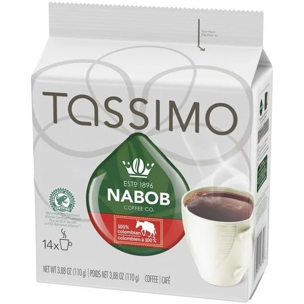 Tassimo Nabob 100% Colombian Coffee Single Serve T-Discs, 14 T-Discs, 110g/3.8oz (Shipped from Canada)