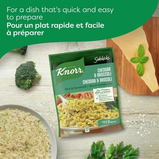 Knorr Sidekicks Cheddar & Broccoli Rice Side Dish, Side Dish, 130g/4.6 oz (Shipped from Canada)