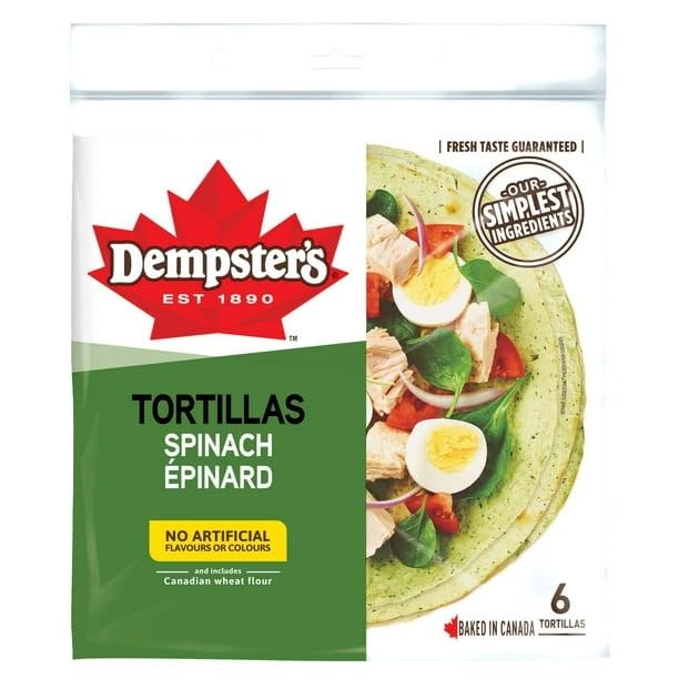 Dempster’s Spinach Large Tortillas, 426g/15 oz (Shipped from Canada)