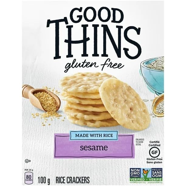 Christie Good Thins Rice Sesame Gluten Free Snacking Crackers, 100g/3.5 oz (Shipped from Canada)