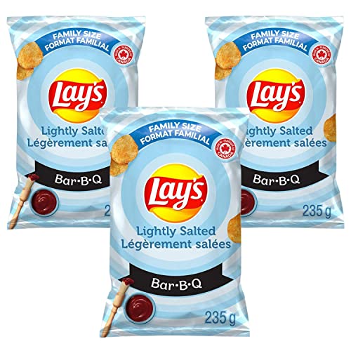 Lays Lightly Salted Barbecue Potato Chips Family Bag pack of 3