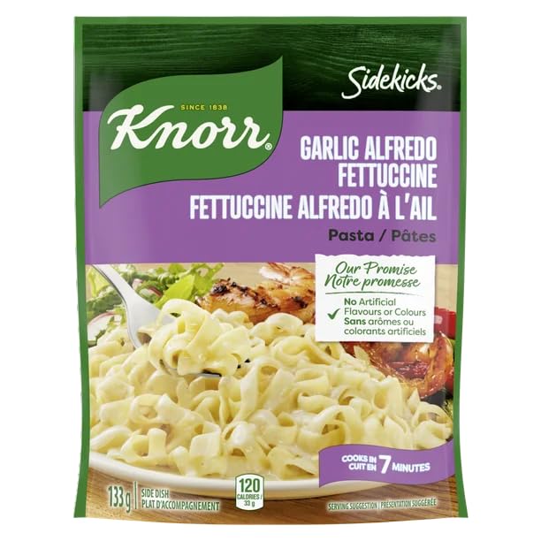 Knorr Sidekicks Garlic Alfredo Fettuccine Pasta, Side Dish, 133g/4.7 oz (Shipped from Canada)