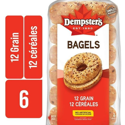 Dempster’s 12 Grain Bagels, 6 Bagels, 510g/18 oz (Shipped from Canada)