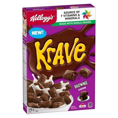 Kellogg's Krave Brownie Flavour Cereal, Brownie Flavour, 298g/10.5 oz (Shipped from Canada)