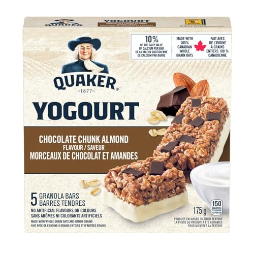 QUAKER Yogourt Dark Chocolate Cherry Granola Bars - Made with 100% Canadian Whole Grain Oats, 175g/6.2 oz (Shipped from Canada)