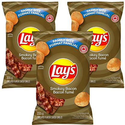 Lays Smokey Bacon Potato Chips pack of 3