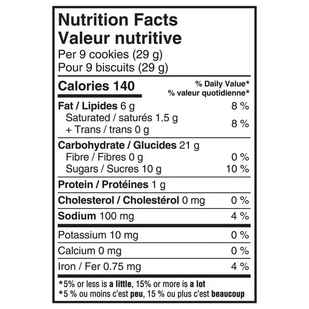 OREO Mini Golden Cookies Nutrition Facts