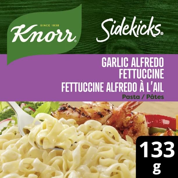 Knorr Sidekicks Garlic Alfredo Fettuccine Pasta, Side Dish, 133g/4.7 oz (Shipped from Canada)