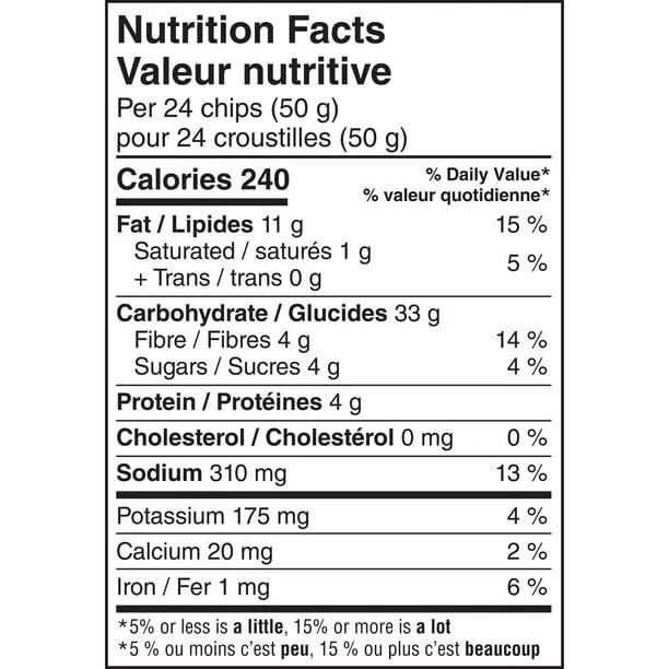 Sun Chips Harvest Cheddar Flavour Multigrain nutrition facts